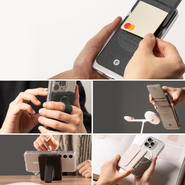 RINGKE PUNCH MED SKYDERGREB, MAGSAFE UNIVERSAL MAGNETISK KORTHOLDER, SORT