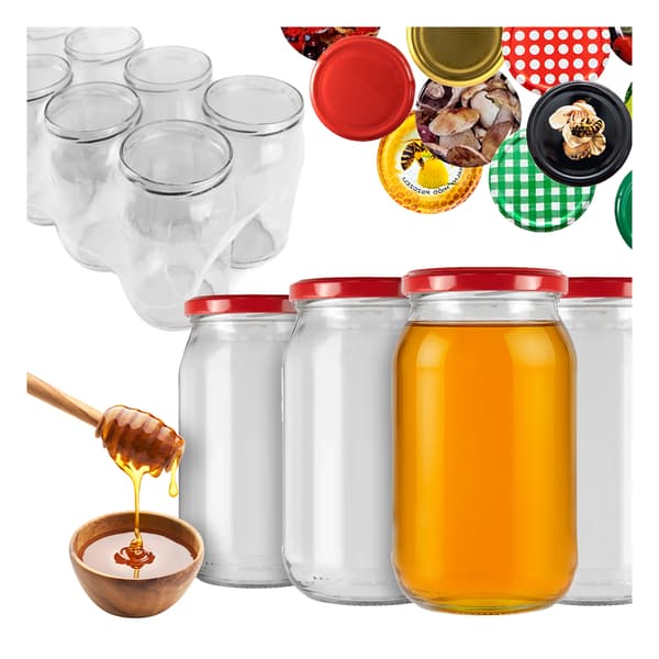 48x Burkar 815ml för honung, sylt, gurkor, konserver, glasburkar + lock, diameter 82