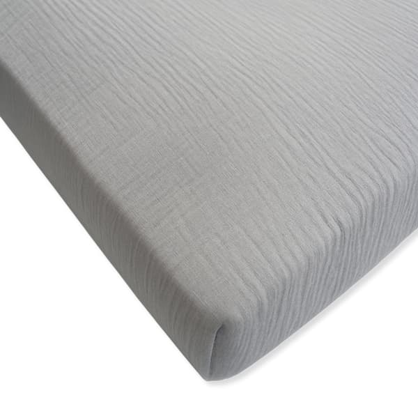 Barnsängslakan 120x60 muslin med elastik grå