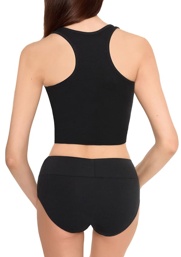 Dames sort bomulds ærmløs kort sporty crop top L