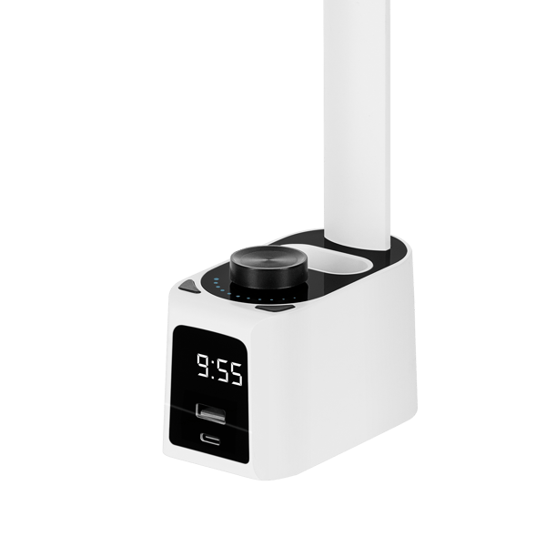 Rebel pöytälamppu kellolla USB ja USB-C liitännällä Quick Charge