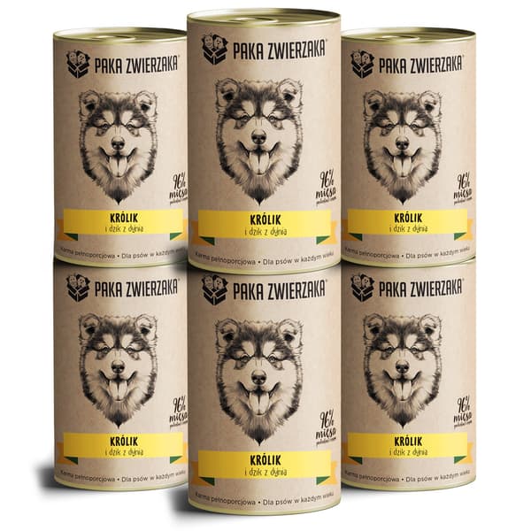 Pet Paka | Vådfoder til hunde 400g - Kanin og vildsvin med græskar 6x400g