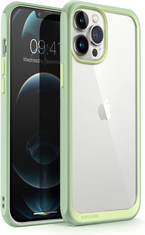 ETUI TIL APPLE IPHONE 13 PRO MAX TRANSPARENT GRØNT ETUI FORSTÆRKET