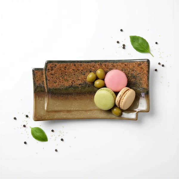 REKTANGULÆR KERAMISK TALLERKE TIL SERVERING AF SUSHI OG DESSERTER 17×11x2,2 CM
