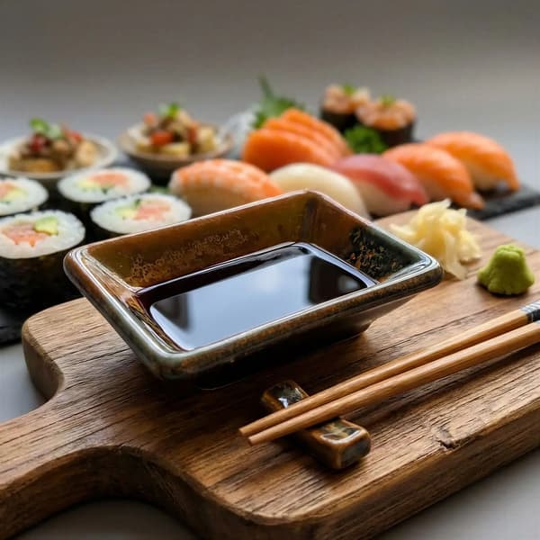 SKÅLBEHÅLLARE FÖR DIPPSÅS SUSHI SÅS BÅT REKTANGULÄR KERAMIK 30ML