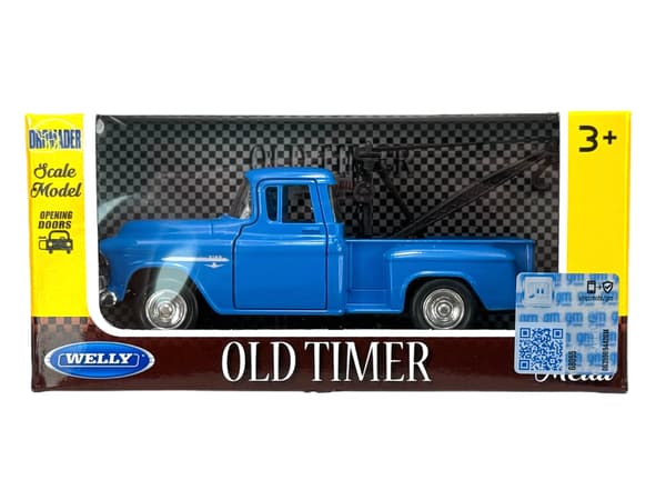 WELLY OLD TIMER 1955 CHEVY STEPSIDE BORRELASTBIL BLÅ 1:34 43765