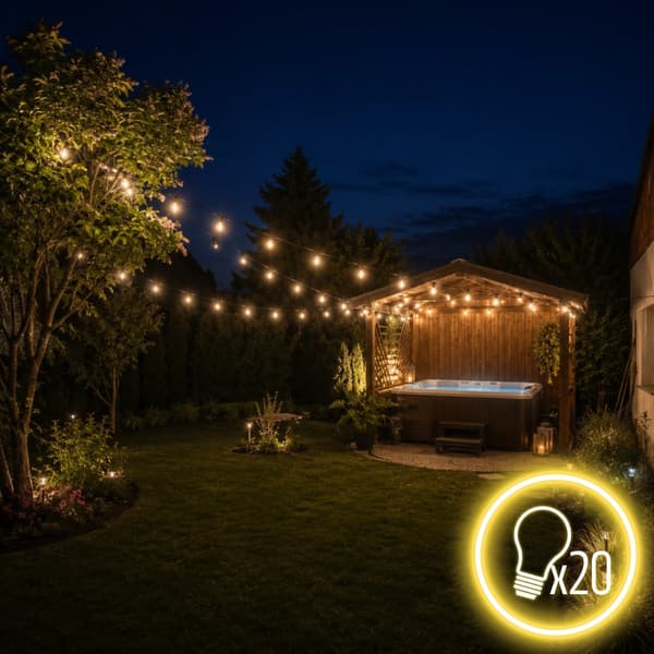 LED LØSNING - Havegirlande - 20m 20LED - M2
