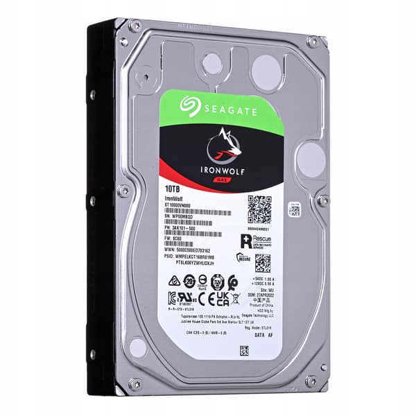 Seagate NAS IronWolf 10 TB 3,5" hårddisk, 7200 rpm, SATA