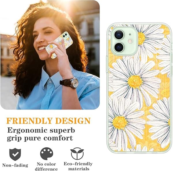 ETUI TIL APPLE IPHONE 12 MINI GUL MARGUETTEBLOMST HØJ BESKYTTELSE