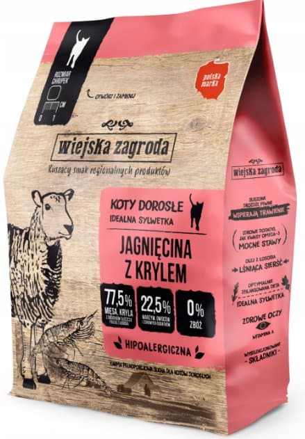 Wiejska Zagroda | Tørt kattefoder 400g - Voksen | Lam med krill 400g
