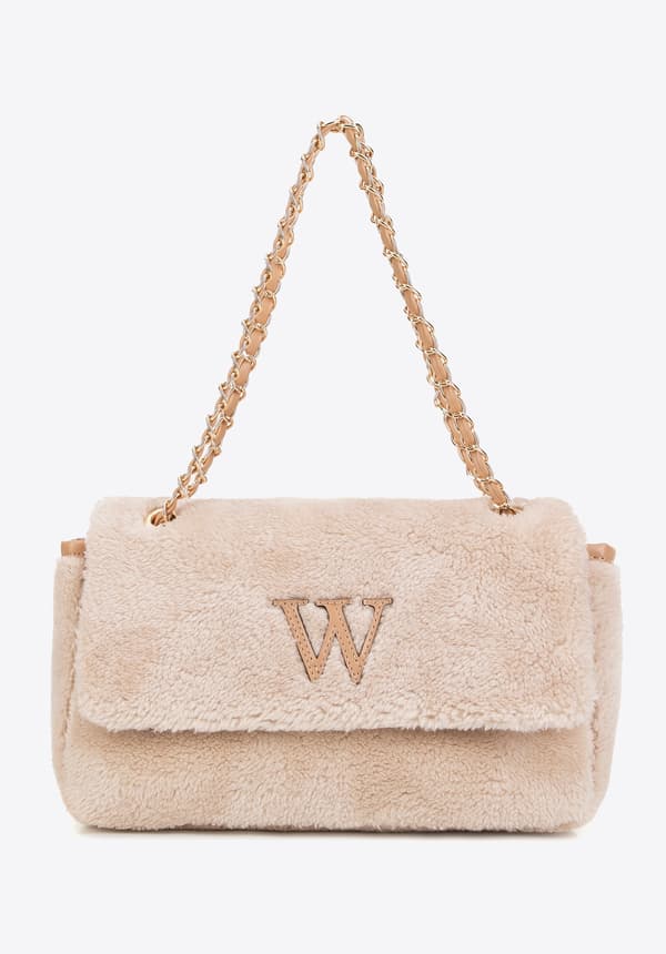Wittchen Dam Crossbody-väska med Päls, Creme, Creme Polyester