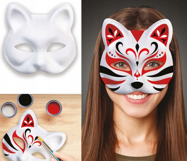 Hvid Kattemaske Karneval DIY Malebase
