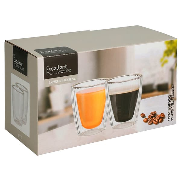 Dobbeltvæggede termiske glas til kaffe og te 230 ml 2 stk.