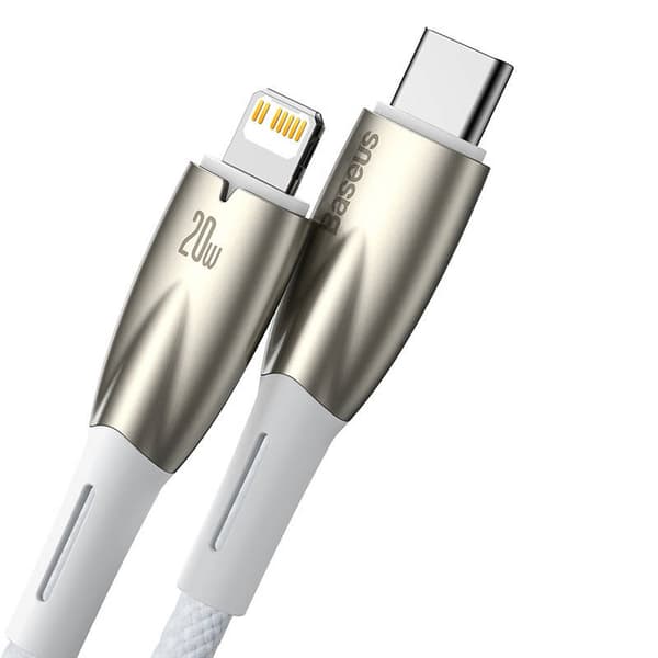 Baseus Glimmer USB-C - Lightning-kaapeli, 20W, 1m (valkoinen)