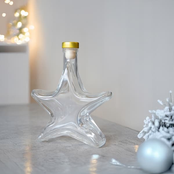 5X JULSTJÄRNEFLASKOR 200ML FÖR LIKÖR, VIN, LIKÖR, JULKLAPP