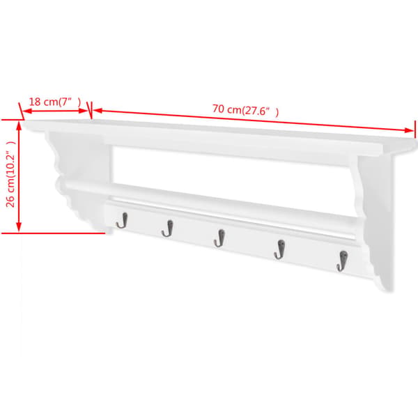 vidaXL Barock klädhängare, vit, MDF