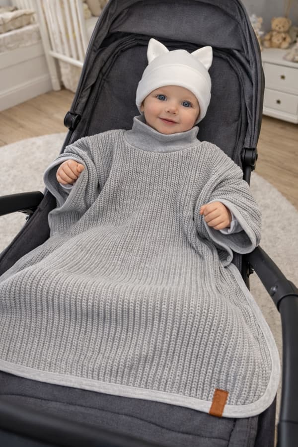 GOLFKASKET til BARNEVARE BABYVARMER forår efterår akryl GRÅ