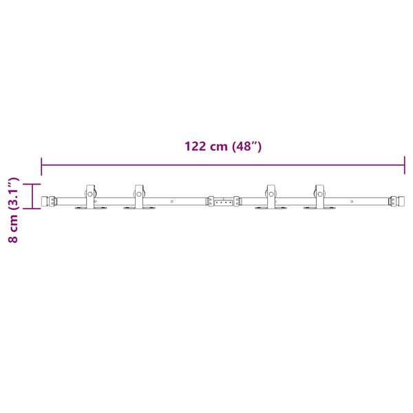 vidaXL skydedørssystem til møbler, 122 cm, kulstofstål