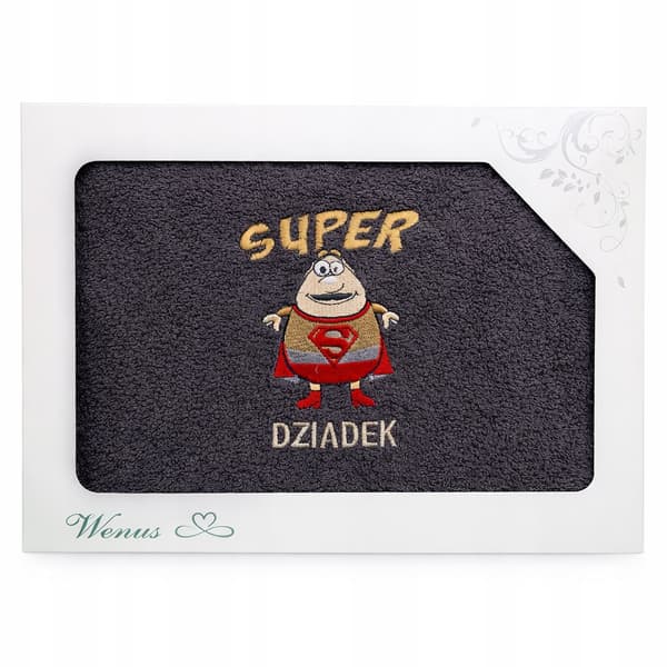 Handduk med broderi Super Farfar 70x140cm grafit presenthit