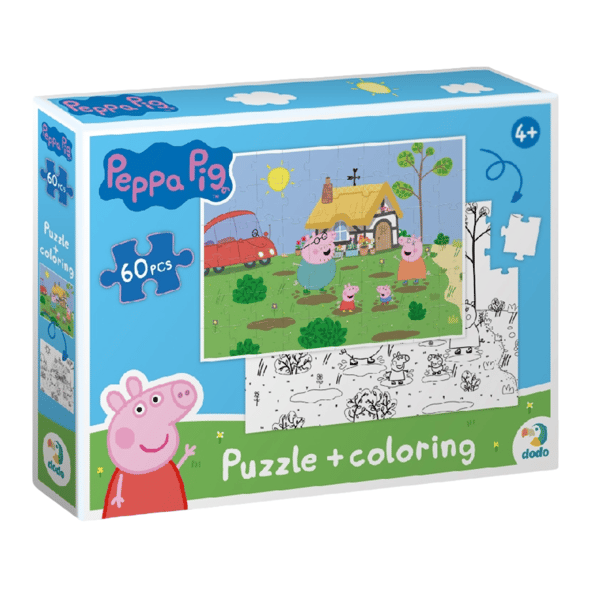 Peppa Pig 2-i-1 pussel 60 bitar och målarsida