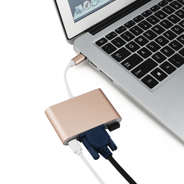 USB 3.1 USB-C til USB 3.0 / VGA / USB-C Hub Guld Adapter Konverter