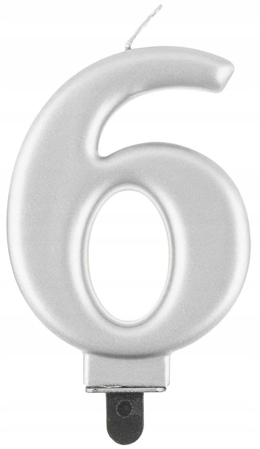Numero 6 valo, metallinen hopea, 8 cm, 1 kpl