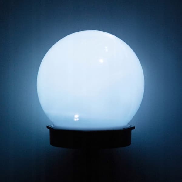 Solcellekuglelampe, hvid, dekorativ, havelampe, 1 stk.