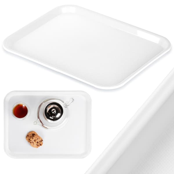 Hvid plastbakke til servering 45,5x35,5 cm