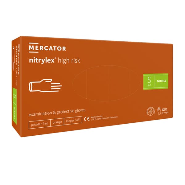 Mercator Nitrylex High Risk nitrilhandsker S orange 100 stk.