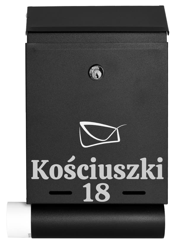 Hadvar-postilaatikko, musta kaiverruksilla