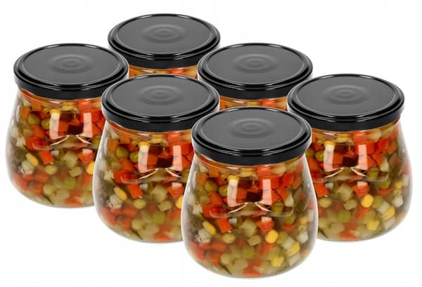 Sylteglas med sorte låg 6 stk 500 ml
