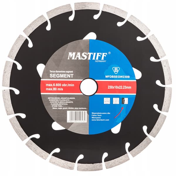 Segmenteret diamantskive 230mm x 22.2mm til betonblokke