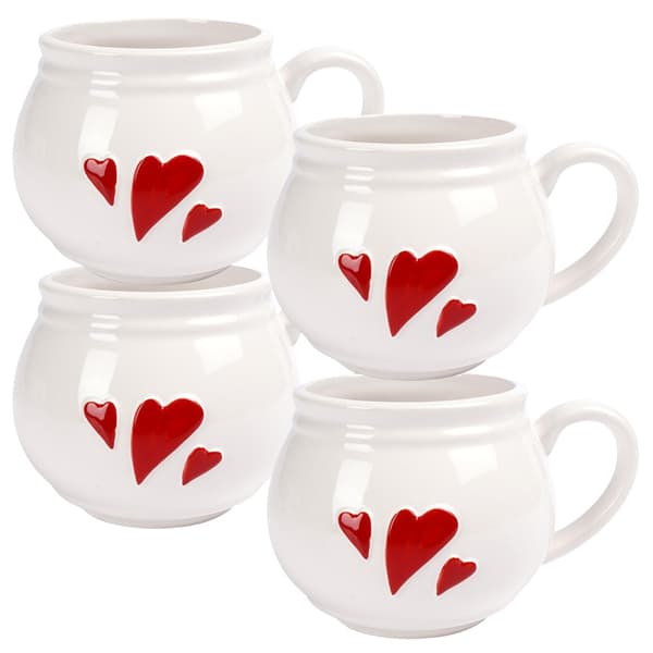 Keramisk mugg HJÄRTA 430 ml 4 st.
