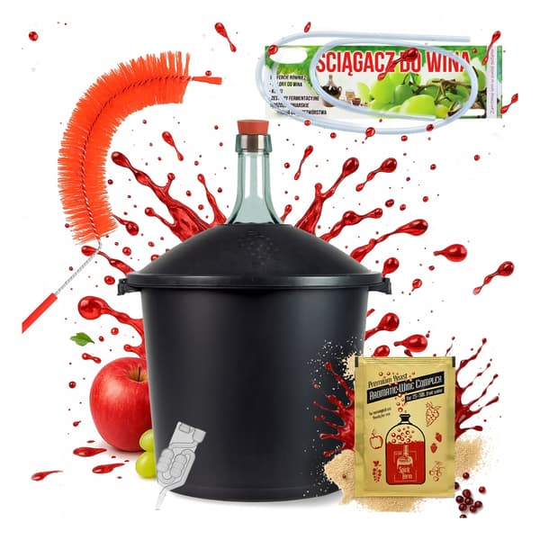 VINPATRONSET 25L i korg Korkrör Borste Gummiskrapa Jäst