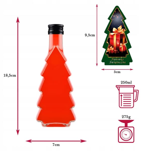 5x JULGRANSFLASKOR 250 ml + JULGRANSFLASKOR MED ETIKETT för jullikörer och vin