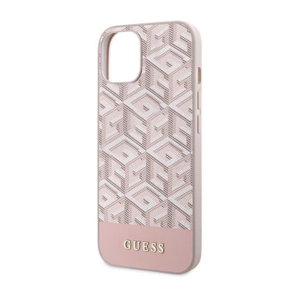 Guess GCube Stripes MagSafe - iPhone 14 Plus-skal (rosa)