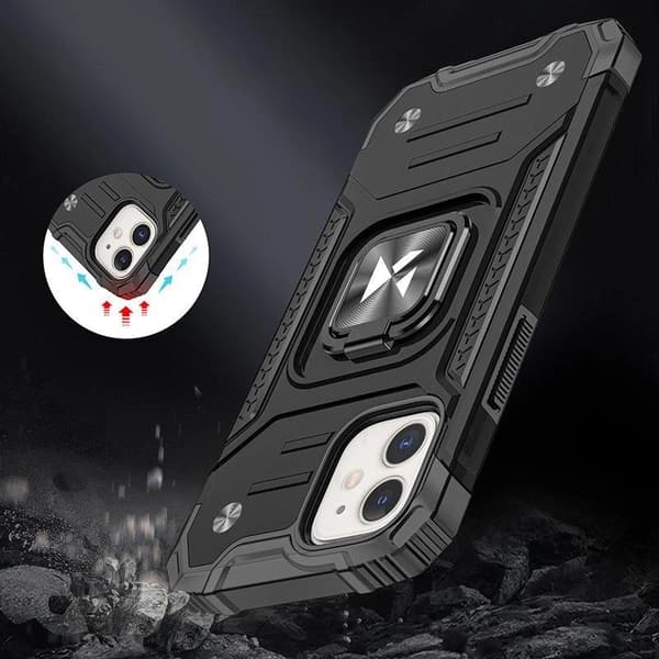 Wozinsky Ring Armor iPhone 14 Plus Hybrid Armored Cover + Magnetisk Holder Sort