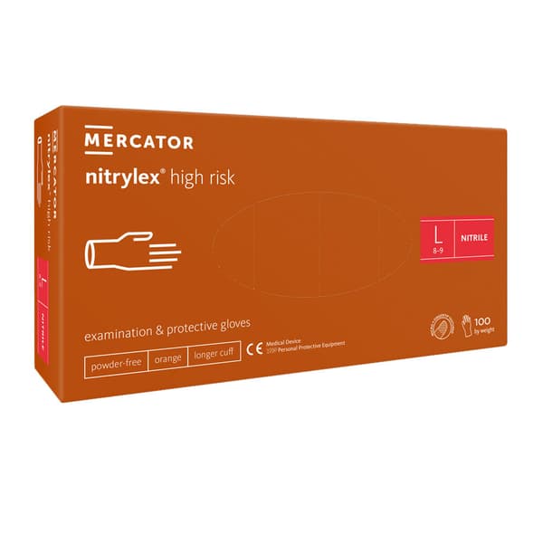 Mercator Nitrylex högrisknitrilhandskar L orange 100 st