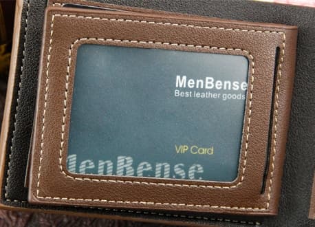 Herrplånbok i läder, elegant, vikbar, svart, tunn, present, P60
