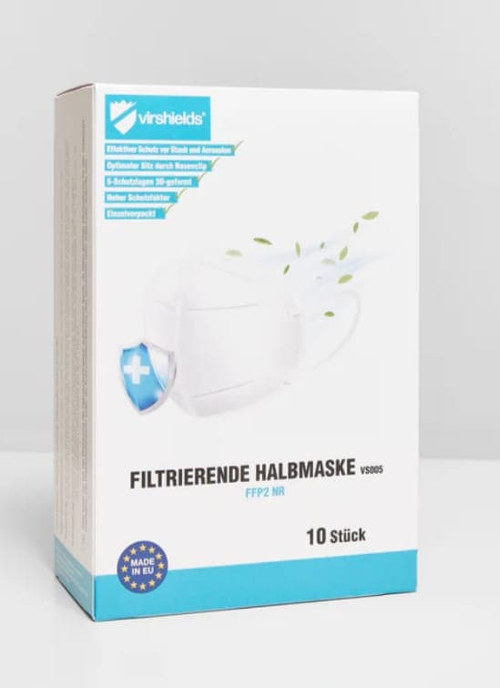 FFP2 Antiviral 5-lagers Vit Mask VIRSHIELDS - 10 st