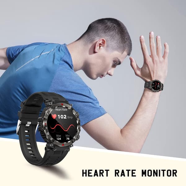 SMARTWATCH 1,39" HD iOS Android Bluetooth PULSSKRIDTTÆLLER SORT HERRE