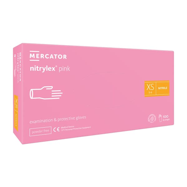 Mercator Nitrylex lyserøde nitrilhandsker XS 100 stk.