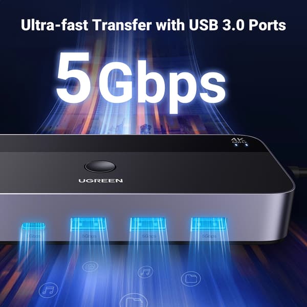 Ugreen CM664 HDMI-switch 2-i-1 KVM-switch - sort