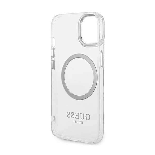 Guess Metal Outline MagSafe - iPhone 14 Plus cover (klar / sølv)