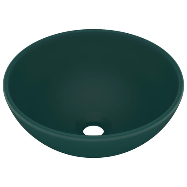 vidaXL rund håndvask til badeværelset mat mørkegrøn 32,5 x 14 cm