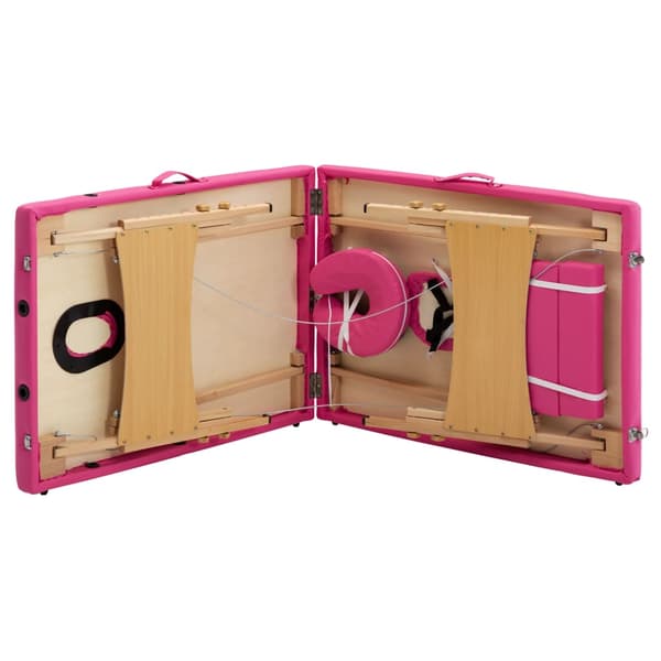vidaXL foldbart massagebord 2-zoner træ pink