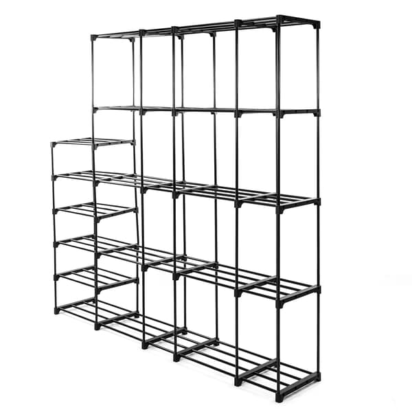 Modulær garderobe, foldbar, metalramme, hylde, tøjstativ, sko
