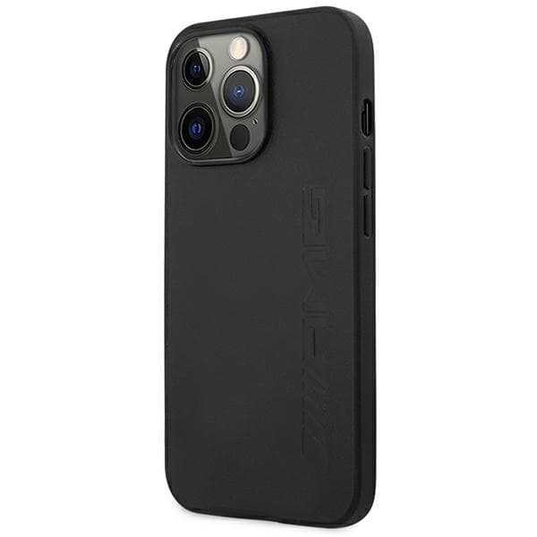 AMG AMHCP14XDOLBK iPhone 14 Pro Max 6.7 sort/sort hårdt cover læder varmpræget