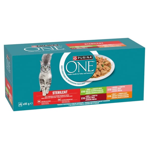 PURINA ONE STERILCAT nötkött, kyckling, lax 40x85g