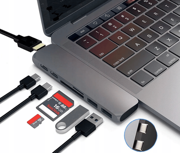 USB-C-adapter med Thunderbolt och HDMI-hubb för MacBook Pro Air